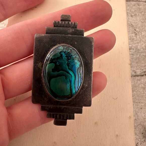 Vintage A.Mapion Signed Sterling Mexican Modernist Brooch - Picture 5 of 8